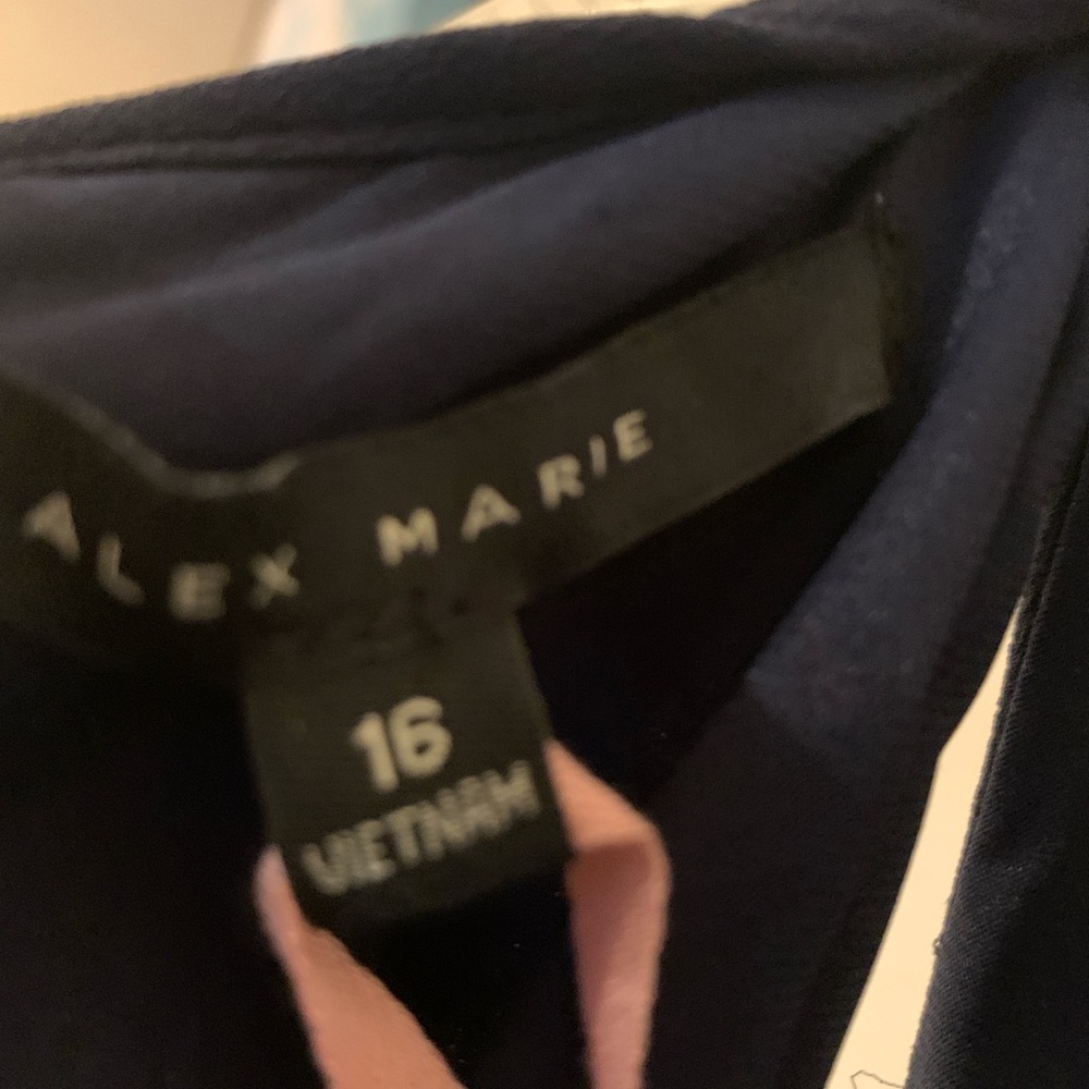 Alex Marie Navy Sleeveless Maxi Dress with Waist Tie - Picture 3 of 6